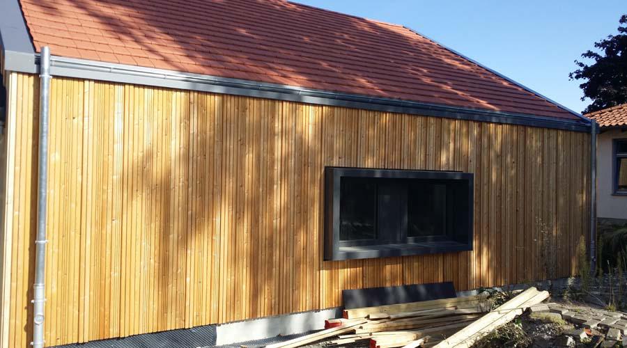 Holzfassade an Neubau einer KITA in Markoldendorf